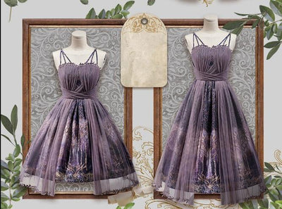 (Buy for me) FunCcino~Dense Forest Corridor~Elegant Lolita Jumper Dress S-M long version purple JSK