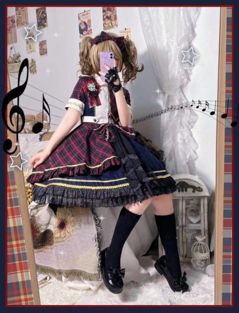 YourHighness~Idol Project~Idol Lolita Fashion Plaid Suit OP   