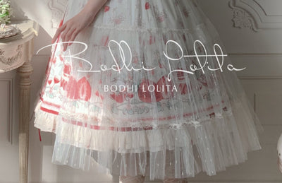 (BuyForMe) Bodhi Lolita~Strawberry Fruit Tea SP~Apricot Sweet Lolita Jumper Dress S covered veil 