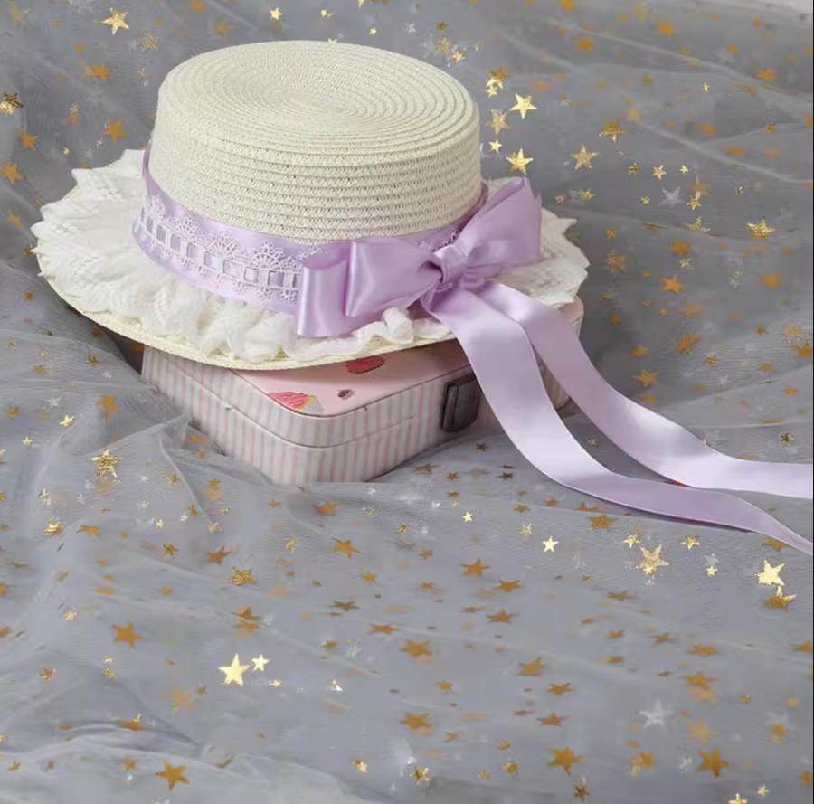 (Buyforme)Manmeng~Light Purple Sweet Lolita KC Cuffs Hat gorgeous lace straw hat  