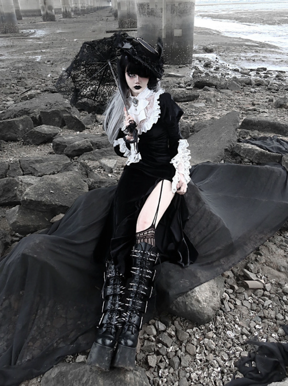 Blood Supply~Gothic Lolita Dress Halloween Vampire Mermaid Velvet OP   