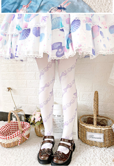 Roji roji~Sweet Bow Lolita Knee Stockings Multicolors   