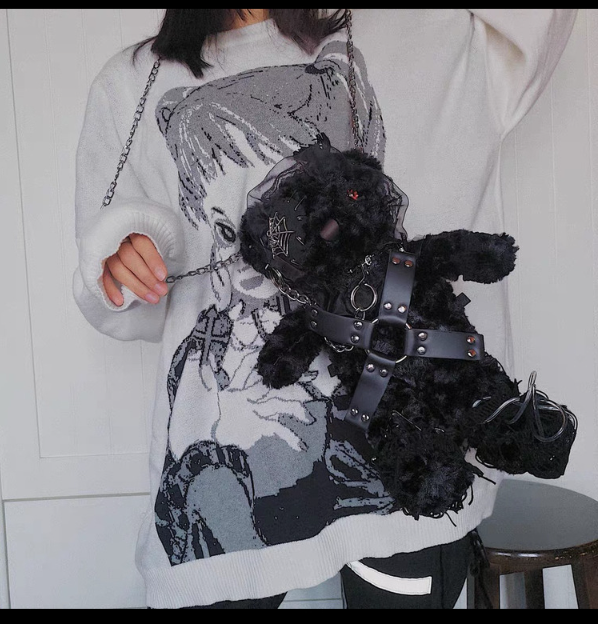 Blood Supply～Gothic Lolita Dark-themed Black Bear Bag