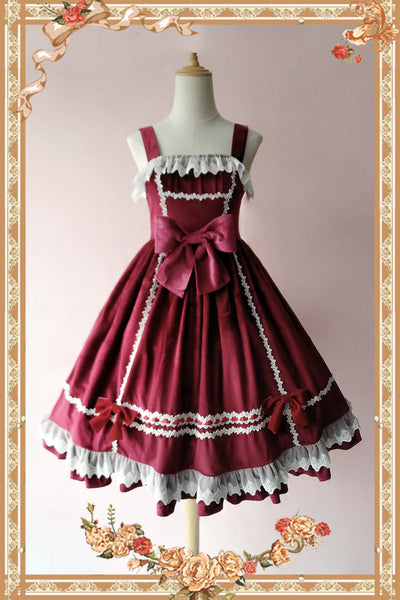Infanta~Honey Sugar~Pure Velvet Lolita JSK Dress S wine red 