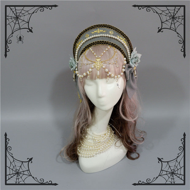 Fox Cherry-Lolita Palace Retro Gorgeous Flowers Headdress gray