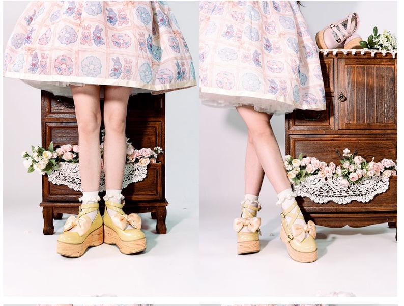 (Buy for me) MODO~Multicolors Sweet Lolita Bow Platform Shoes   