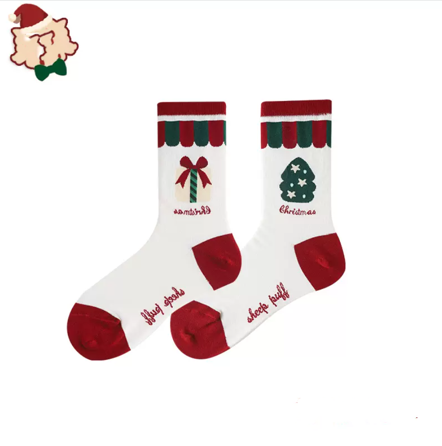 Sheep Puff~Christmas Cotton Lolita Calf Socks mandarin duck socks free size 