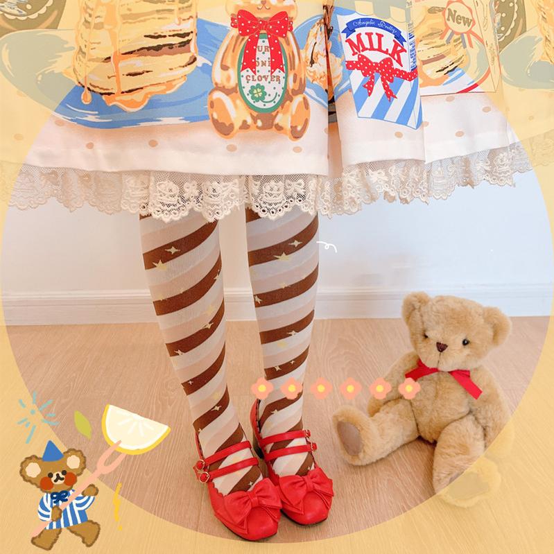 (Buyforme) Yukine's Box~Macaron Lolita Cute Stripe Socks short socks chocolate honey 