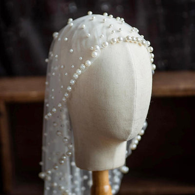 (Buy for me) Youlapan~Bridal Face Covering Pearl Wedding Veil   