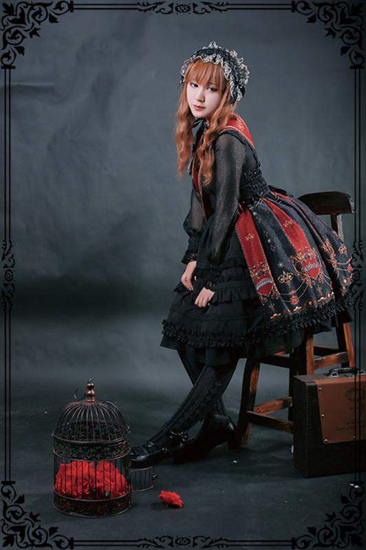 Fanzy Fantasy~Aerith Dark Gothic Lolita Jumper Skirt   