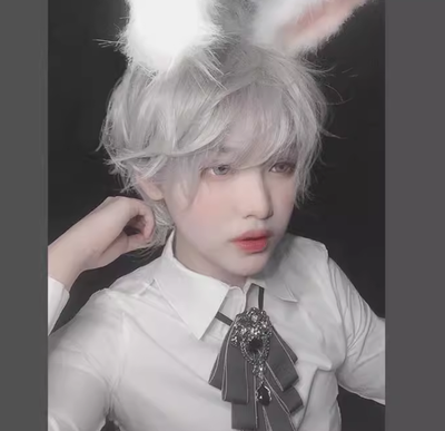 PippiPalace~Mr. Rabbit~Gray Slightly Short Curly Wig   