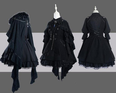 (Buy for me) Wuyuzhe~Tale Bringer's DRAGOON~Gothic Lolita Short Version Full Set free size black*black FULLSET 