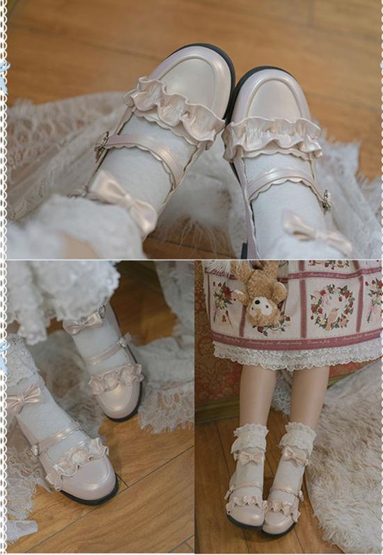Sheep Puff~Mei Lulu~Lolita Japanese Lace Single Shoes   