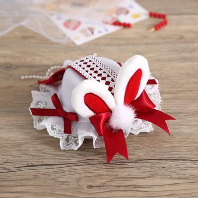 Xiaogui~New Year Qi Lolita Headdress Top Hat No.8 white top hat(13cm)  