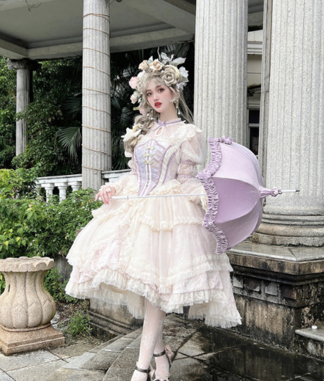 Handmade European Style Vintage Flounce Lolita Parasol Multicolors   