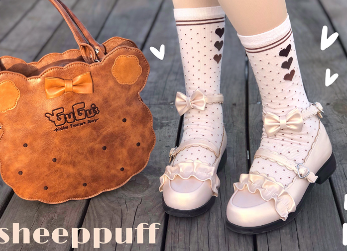 Sheep Puff~Kawaii Lolita Shoes Multicolors   