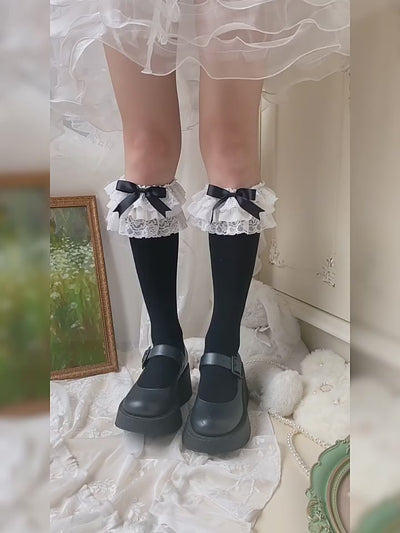 (BuyForMe) Mixiu~Lolita Bow Cotton Socks Lace Socks