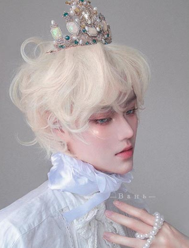 Pippi Palace - Lolita Short Curly Wig Pale Gold Air Bangs