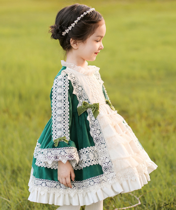 Elegant Kid Lolita Winter Velvet Pincess Dress   