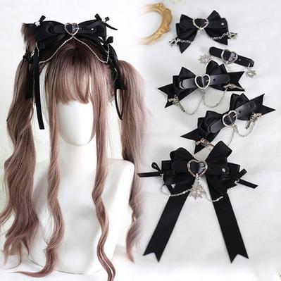 Xiaogui~Dark-themed Gothic Lolita Heart Hair Clips   
