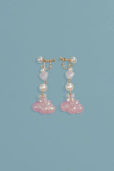 (Buyforme)Moonlight Tavern~Dessert Unicorn Sweet Lolita Accessories clouds handmade pink earrings free size 