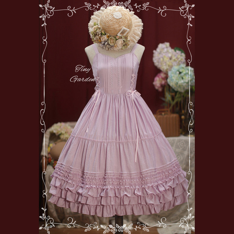 Tiny Garden~Garden Dance 2.0~Elegant Lolita JSK Dress Side Drawstring Bow S apricot pink (suit for all seasons) 