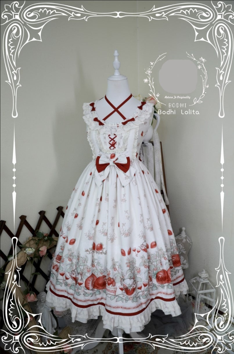 (BuyForMe) Bodhi Lolita~Strawberry Fruit Tea SP~Apricot Sweet Lolita Jumper Dress S JSK 