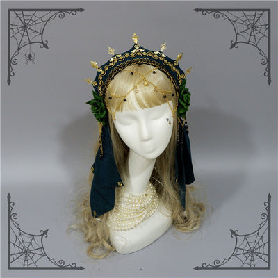 Foxcherry-Palace Retro Gorgeous Lolita headdress Multicolors free size green 