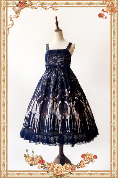 Infanta~Elk~Classic Lolita JSK Dress S navy blue JSK+KC 