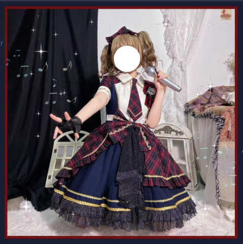 YourHighness~Idol Project~Idol Lolita Fashion Plaid Suit OP   