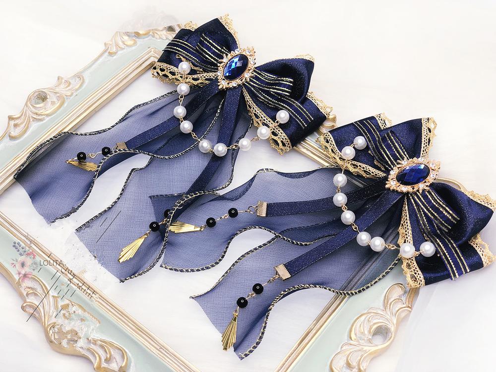 QianYe - Elegant Lolita Hairclip Navy Headdress a pair of hairpins