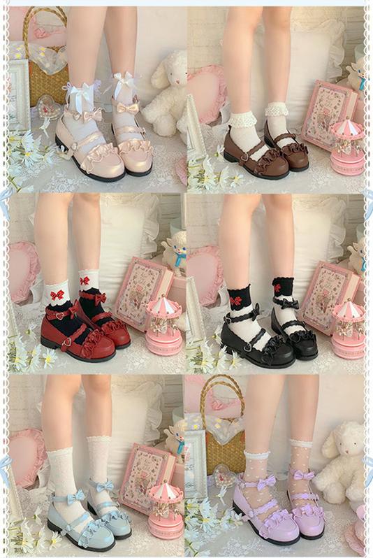 Sheep Puff~Mei Lulu~Lolita Japanese Lace Single Shoes   