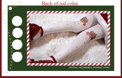 Red Maria~Christmas Bell 120D Velvet Lolita Tights   