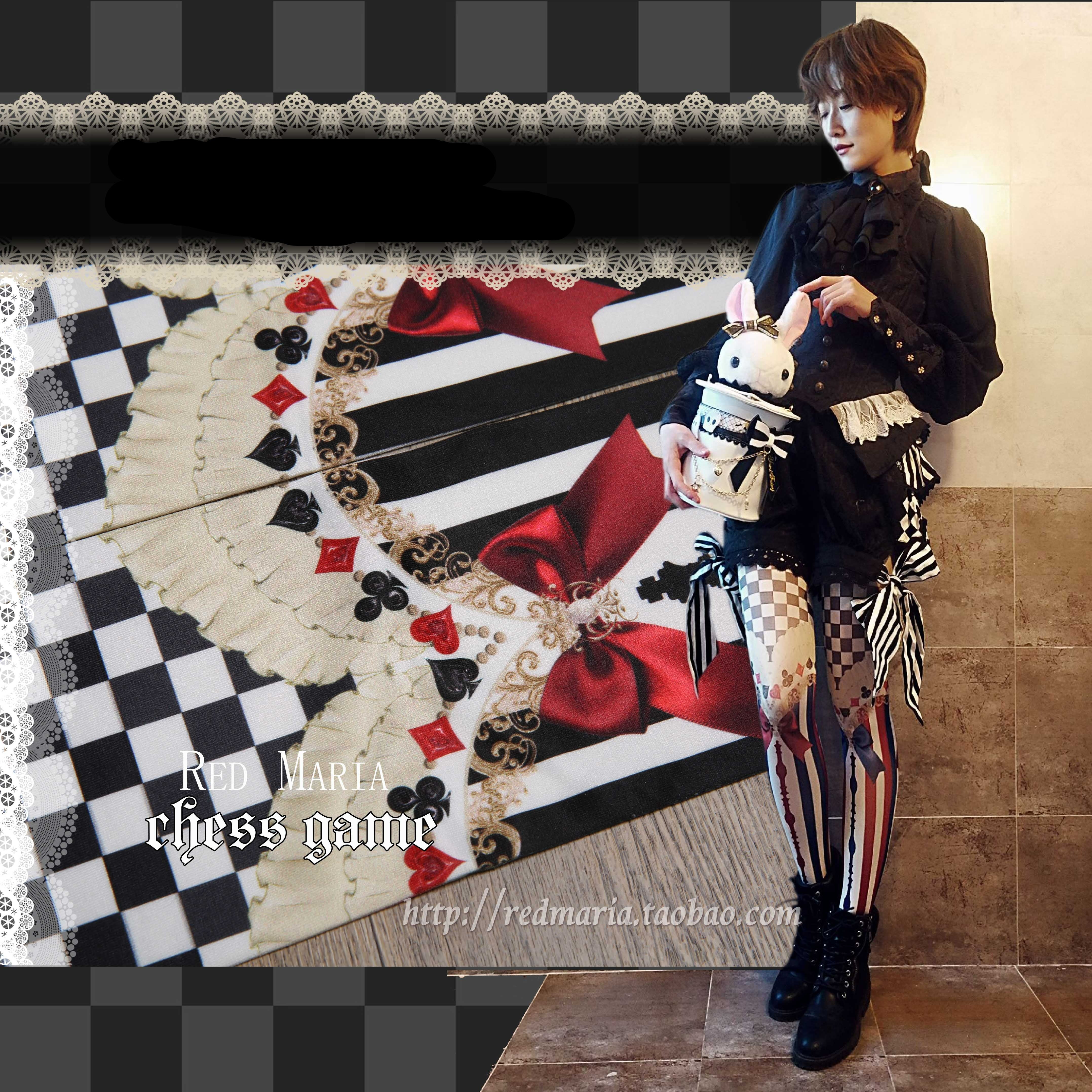 Red Maria - Royalty Game - Chessboard 80D Velvet Lolita Tights