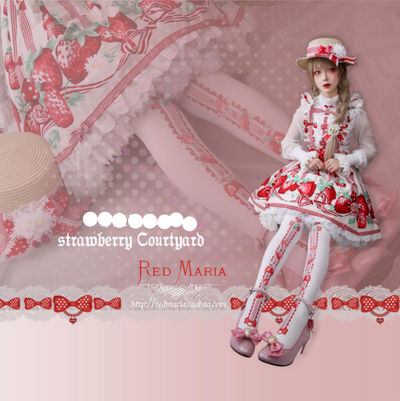 Red Maria~Strawberry Garden 80D Velvet Lolita Tights   