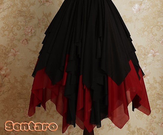 Sentaro - Lover's Prattle - Classic Elegant Lolita Skirt red-black