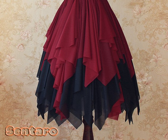 Sentaro - Lover's Prattle - Classic Elegant Lolita Skirt black-red
