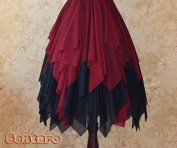 Sentaro~Lover's Prattle~Classic Elegant Lolita Skirt black-red  