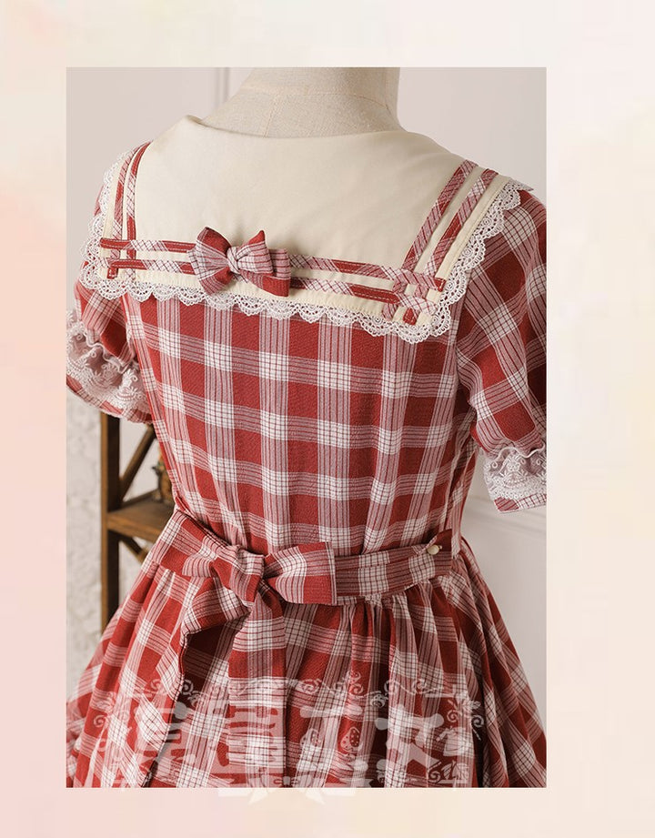 Strawberry Witch~Tartan Lolita OP Dress   