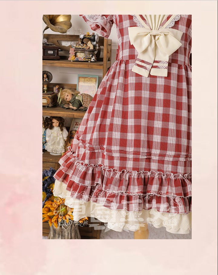 Strawberry Witch~Tartan Lolita OP Dress   