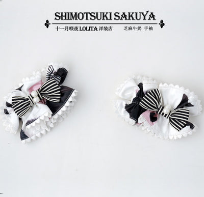 Sakuya~Sesame Milk~Black Cat Sweet Lolita Accessories sesame milk cuffs  