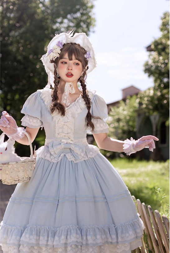 (BuyForMe) Dawn and Morning~The Dawn Song~Plus Size Lolita OP Dress S light blue 
