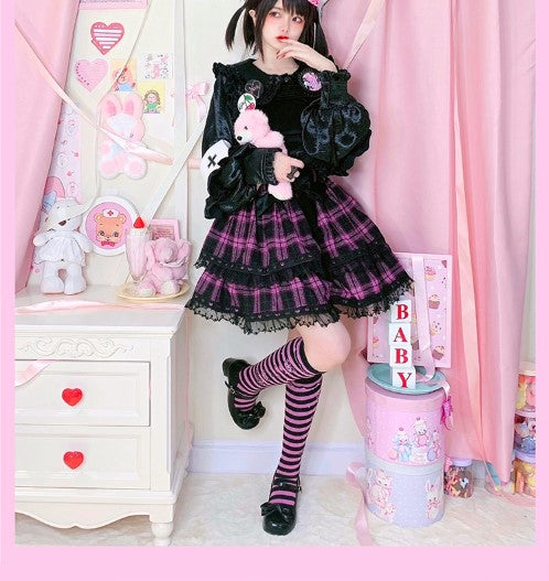 Roji roji~Striped Kawaii Lolita Calf Socks Multicolors   