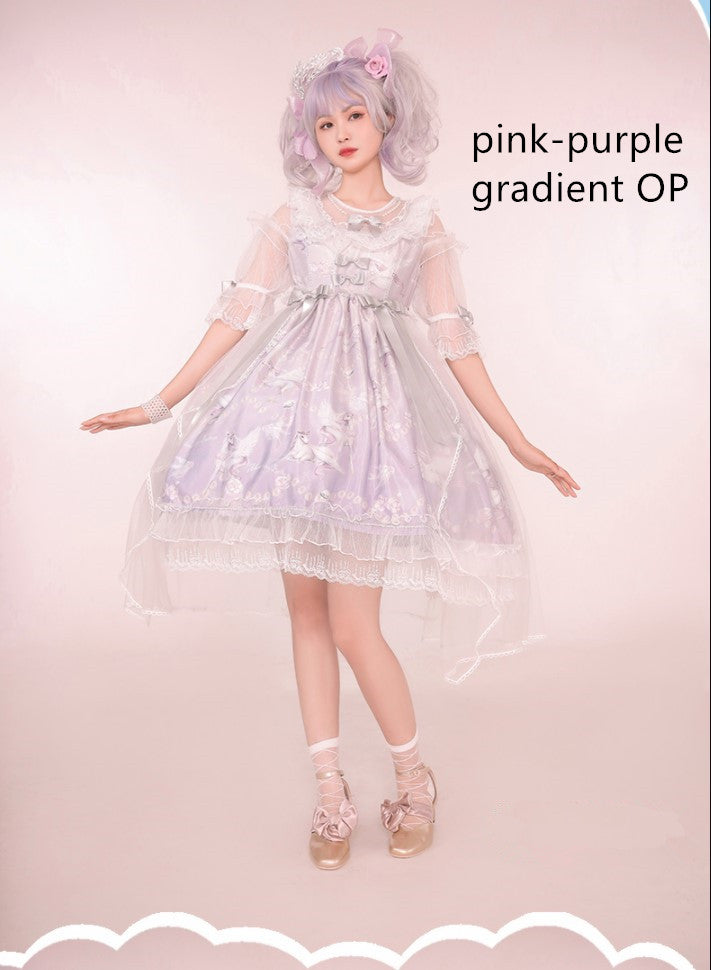 Confession Balloon~Unicorn~Sweet Lolita Dress and blouse Multicolors OP pink-purple gradient S