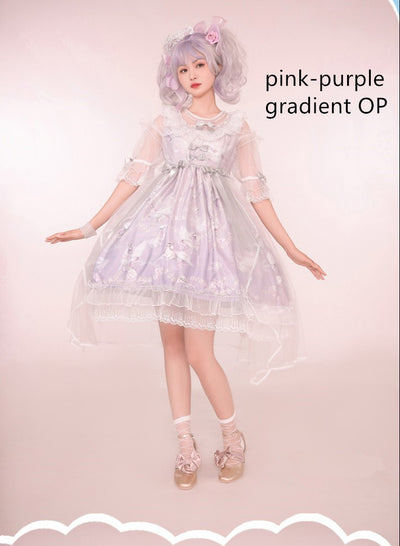 Confession Balloon~Unicorn~Sweet Lolita Dress and blouse Multicolors OP pink-purple gradient S