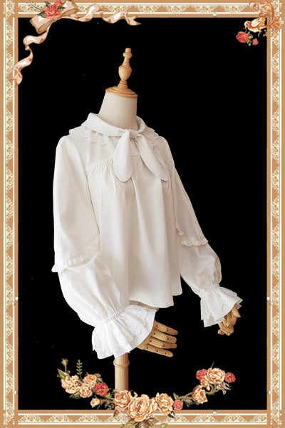 Infanta~Rabbit Ear Tie~Long Bishop Sleeves Lolita Blouse   