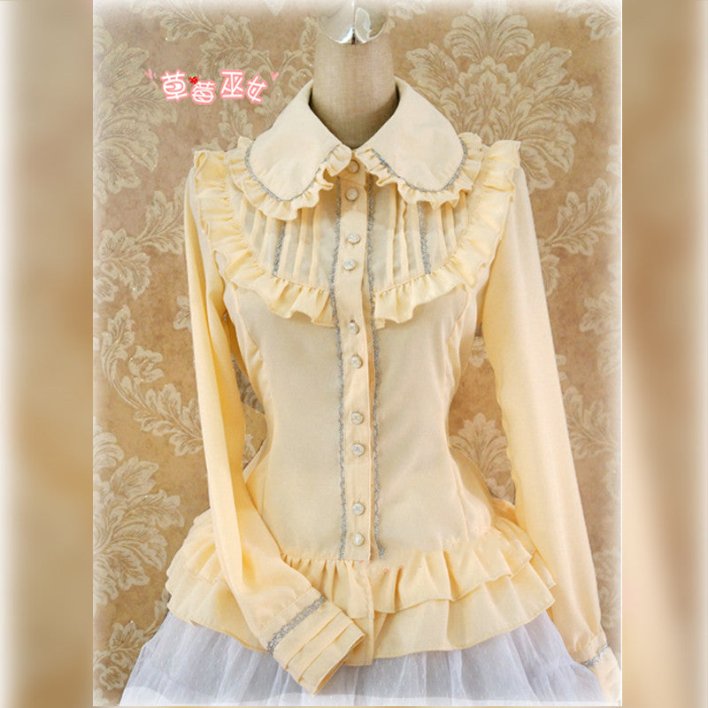 Strawberry Witch~Isabella~Corset Lacing Lolita Blouse S maize-yellow 