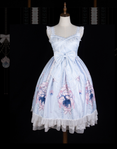 Sakurada Fawn~Nara Flowers Print Lolita Jumper Dress   