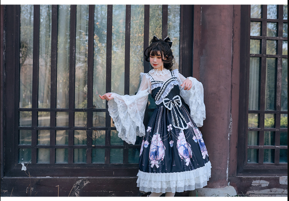 Sakurada Fawn~Nara Flowers Print Lolita Jumper Dress   