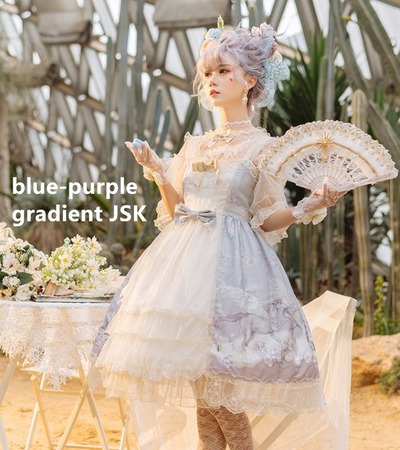 Confession Balloon~Unicorn~Sweet Lolita Dress and blouse Multicolors JSK blue-purple gradient S